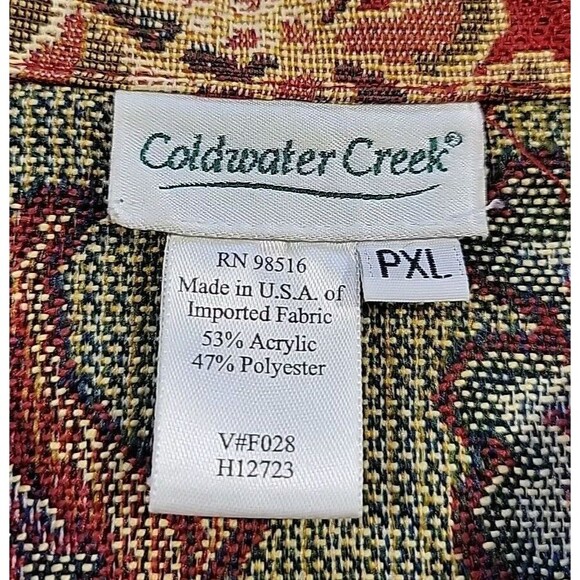 Coldwater Creek Red Fall Tapestry Floral Jacket Blazer Womens Size Petite XL USA - Picture 4 of 11